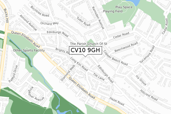 CV10 9GH map - large scale - OS Open Zoomstack (Ordnance Survey)