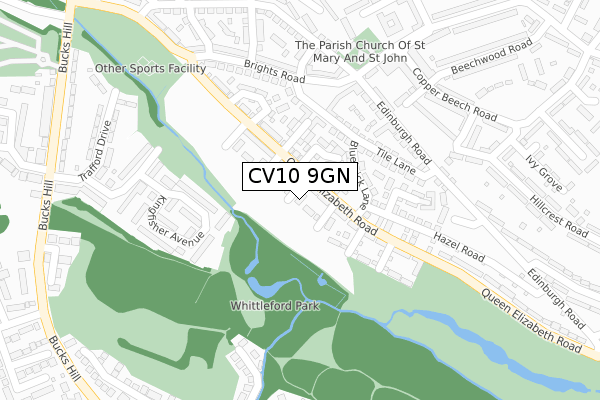 CV10 9GN map - large scale - OS Open Zoomstack (Ordnance Survey)