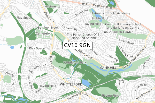 CV10 9GN map - small scale - OS Open Zoomstack (Ordnance Survey)