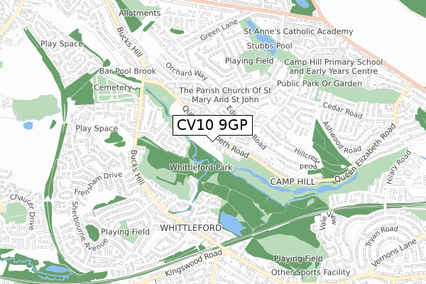 CV10 9GP map - small scale - OS Open Zoomstack (Ordnance Survey)