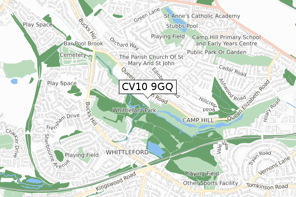 CV10 9GQ map - small scale - OS Open Zoomstack (Ordnance Survey)