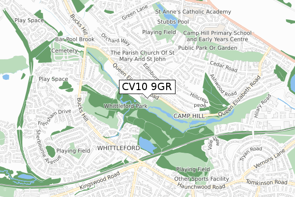 CV10 9GR map - small scale - OS Open Zoomstack (Ordnance Survey)