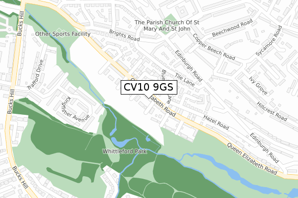 CV10 9GS map - large scale - OS Open Zoomstack (Ordnance Survey)