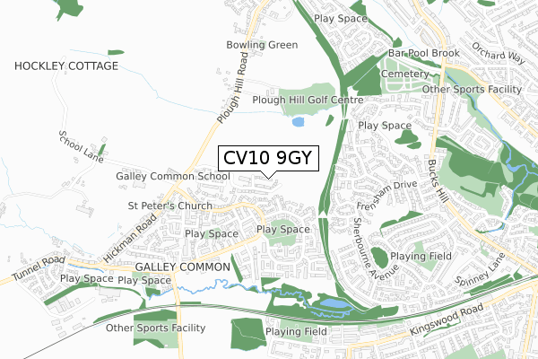 CV10 9GY map - small scale - OS Open Zoomstack (Ordnance Survey)