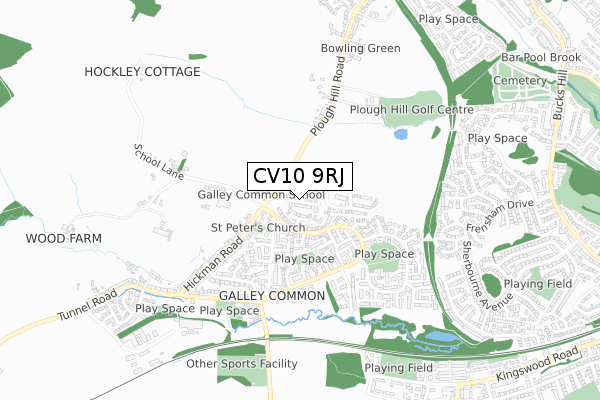 CV10 9RJ map - small scale - OS Open Zoomstack (Ordnance Survey)