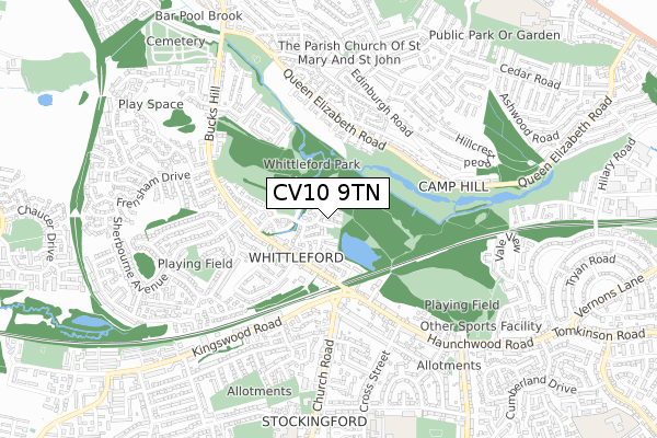 CV10 9TN map - small scale - OS Open Zoomstack (Ordnance Survey)