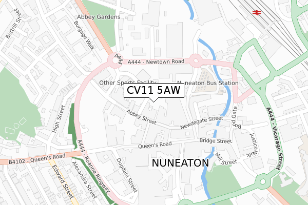 CV11 5AW map - large scale - OS Open Zoomstack (Ordnance Survey)