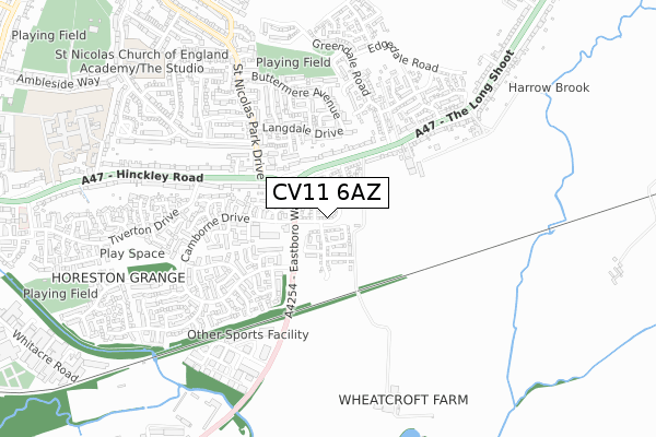 CV11 6AZ map - small scale - OS Open Zoomstack (Ordnance Survey)