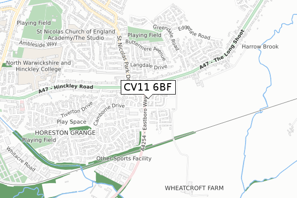 CV11 6BF map - small scale - OS Open Zoomstack (Ordnance Survey)