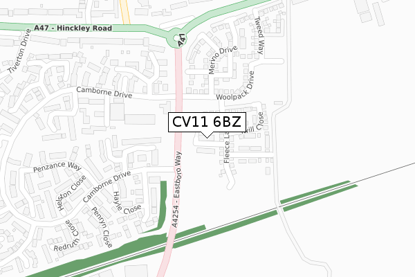CV11 6BZ map - large scale - OS Open Zoomstack (Ordnance Survey)