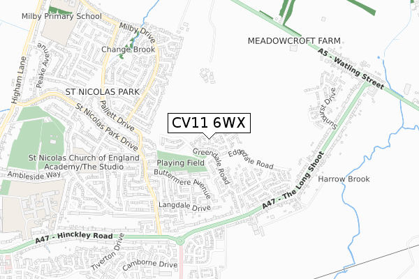 CV11 6WX map - small scale - OS Open Zoomstack (Ordnance Survey)