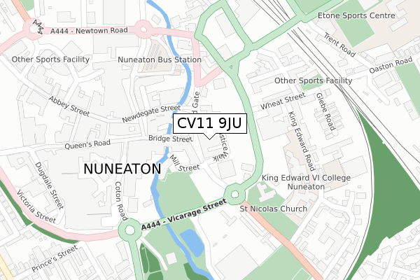 CV11 9JU map - large scale - OS Open Zoomstack (Ordnance Survey)