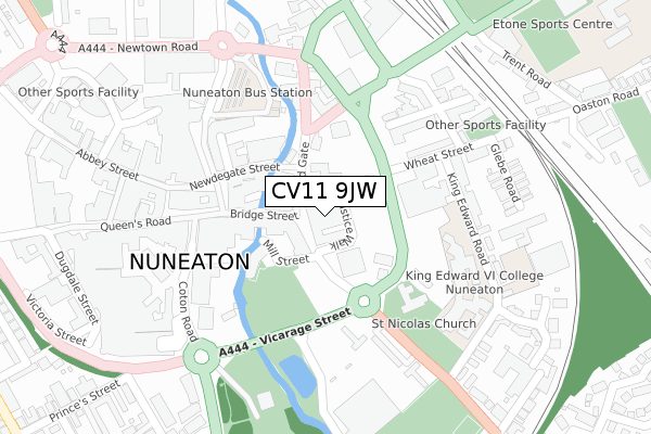 CV11 9JW map - large scale - OS Open Zoomstack (Ordnance Survey)