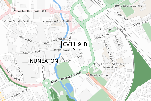 CV11 9LB map - large scale - OS Open Zoomstack (Ordnance Survey)