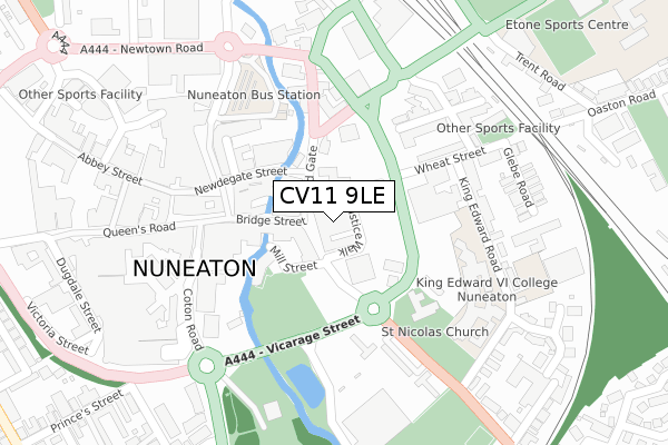 CV11 9LE map - large scale - OS Open Zoomstack (Ordnance Survey)