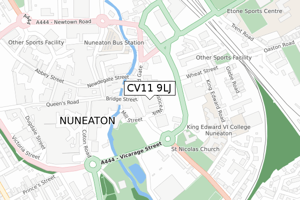 CV11 9LJ map - large scale - OS Open Zoomstack (Ordnance Survey)