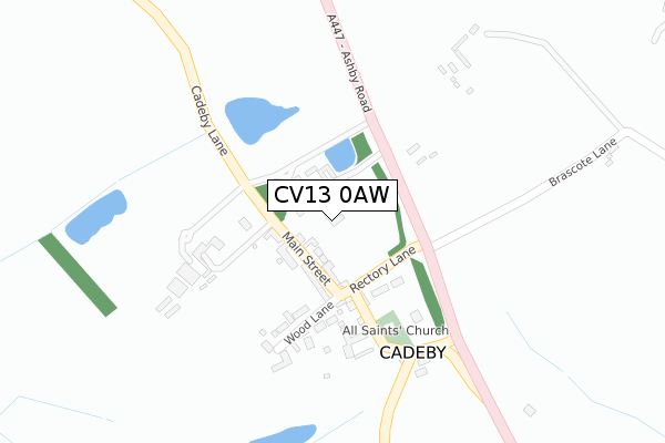 CV13 0AW map - large scale - OS Open Zoomstack (Ordnance Survey)