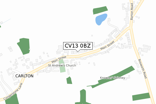 CV13 0BZ map - large scale - OS Open Zoomstack (Ordnance Survey)