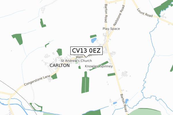 CV13 0EZ map - small scale - OS Open Zoomstack (Ordnance Survey)