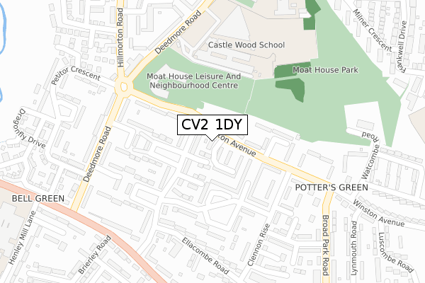 CV2 1DY map - large scale - OS Open Zoomstack (Ordnance Survey)