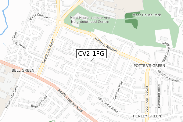 CV2 1FG map - large scale - OS Open Zoomstack (Ordnance Survey)