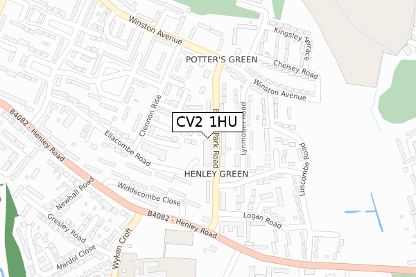 CV2 1HU map - large scale - OS Open Zoomstack (Ordnance Survey)