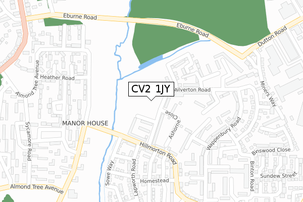 CV2 1JY map - large scale - OS Open Zoomstack (Ordnance Survey)