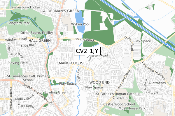 CV2 1JY map - small scale - OS Open Zoomstack (Ordnance Survey)