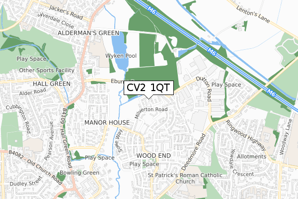 CV2 1QT map - small scale - OS Open Zoomstack (Ordnance Survey)