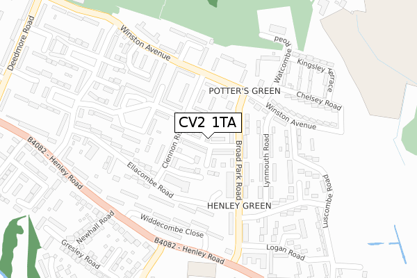 CV2 1TA map - large scale - OS Open Zoomstack (Ordnance Survey)