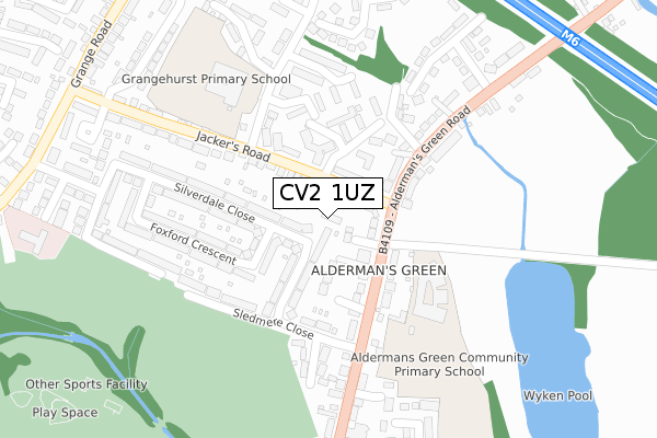 CV2 1UZ map - large scale - OS Open Zoomstack (Ordnance Survey)