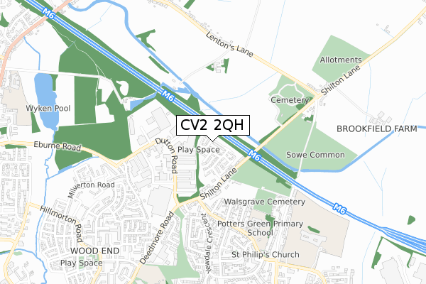 CV2 2QH map - small scale - OS Open Zoomstack (Ordnance Survey)