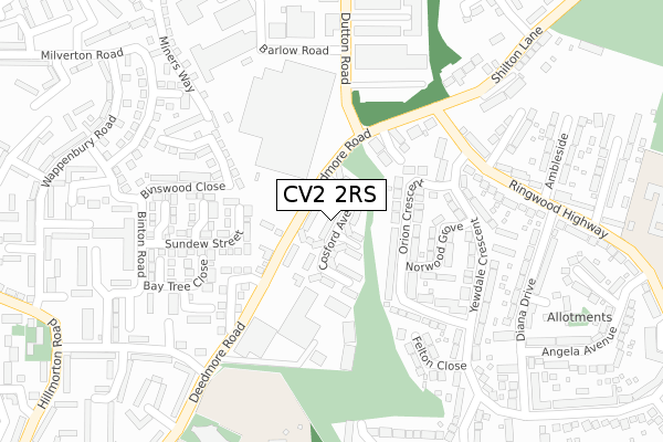 CV2 2RS map - large scale - OS Open Zoomstack (Ordnance Survey)