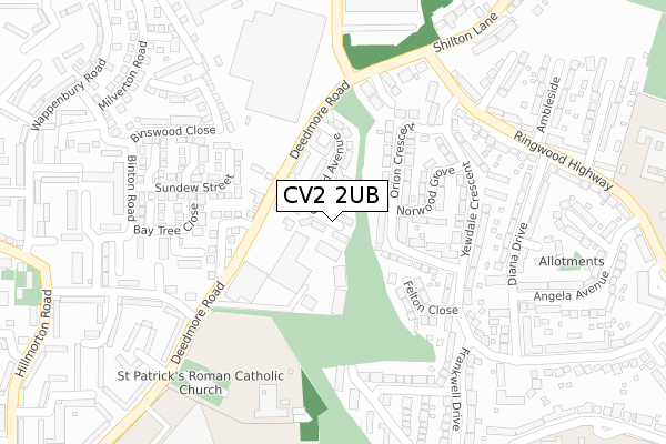 CV2 2UB map - large scale - OS Open Zoomstack (Ordnance Survey)