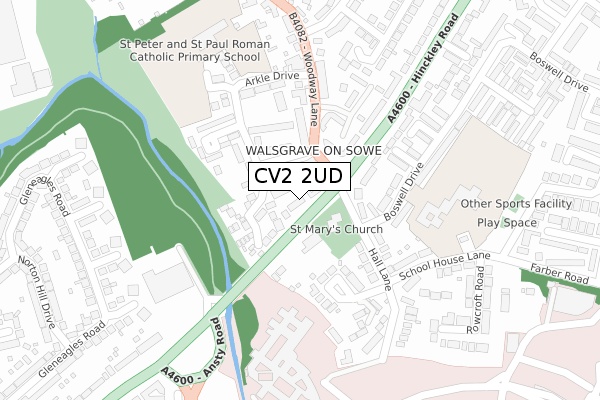 CV2 2UD map - large scale - OS Open Zoomstack (Ordnance Survey)