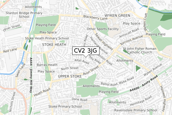 CV2 3JG map - small scale - OS Open Zoomstack (Ordnance Survey)