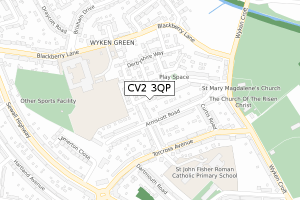 CV2 3QP map - large scale - OS Open Zoomstack (Ordnance Survey)