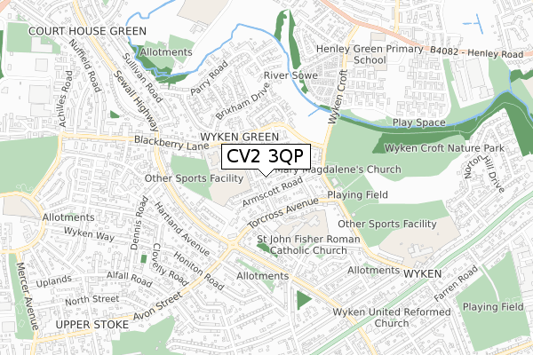 CV2 3QP map - small scale - OS Open Zoomstack (Ordnance Survey)