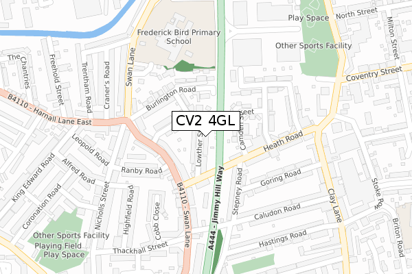 CV2 4GL map - large scale - OS Open Zoomstack (Ordnance Survey)