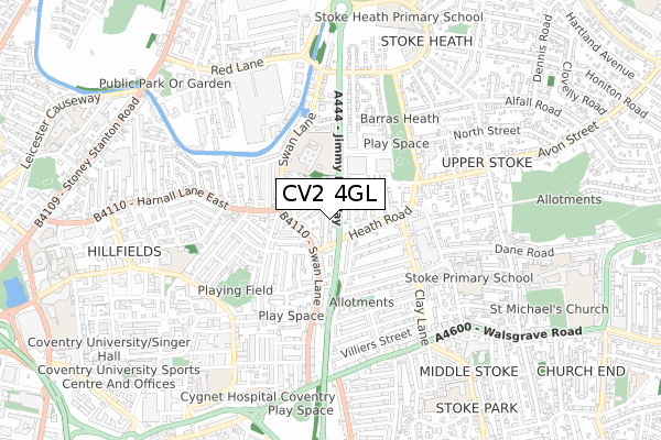 CV2 4GL map - small scale - OS Open Zoomstack (Ordnance Survey)