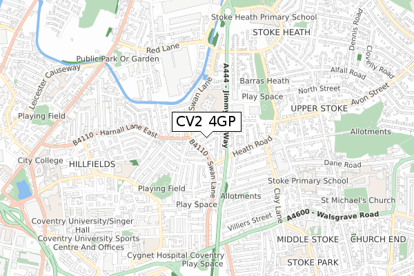 CV2 4GP map - small scale - OS Open Zoomstack (Ordnance Survey)