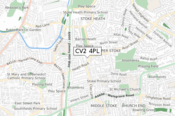 CV2 4PL map - small scale - OS Open Zoomstack (Ordnance Survey)