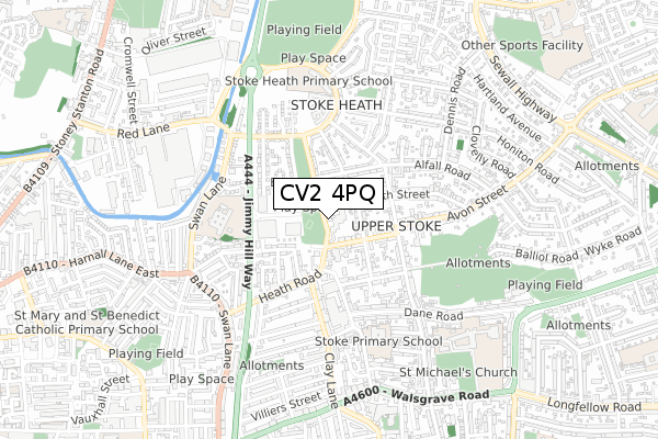 CV2 4PQ map - small scale - OS Open Zoomstack (Ordnance Survey)