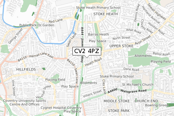 CV2 4PZ map - small scale - OS Open Zoomstack (Ordnance Survey)