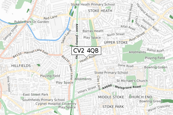 CV2 4QB map - small scale - OS Open Zoomstack (Ordnance Survey)