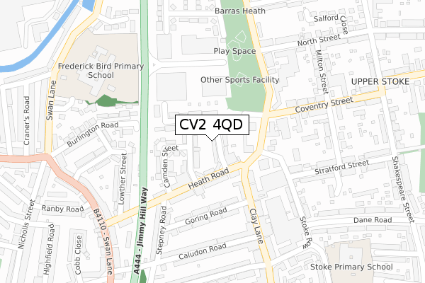 CV2 4QD map - large scale - OS Open Zoomstack (Ordnance Survey)