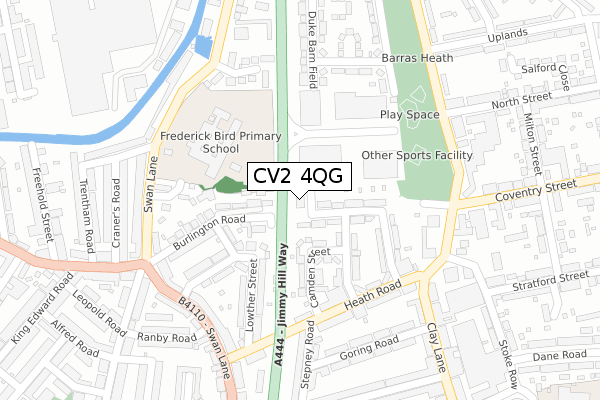 CV2 4QG map - large scale - OS Open Zoomstack (Ordnance Survey)