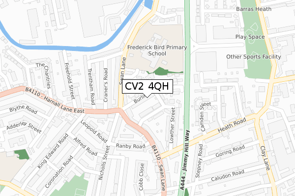 CV2 4QH map - large scale - OS Open Zoomstack (Ordnance Survey)