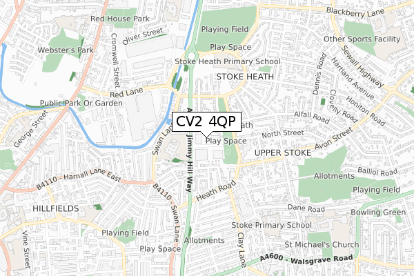 CV2 4QP map - small scale - OS Open Zoomstack (Ordnance Survey)