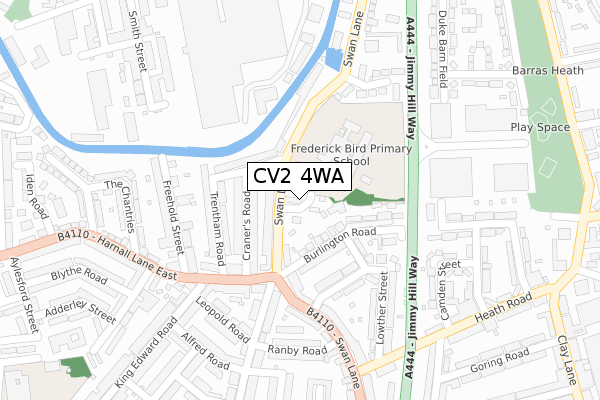 CV2 4WA map - large scale - OS Open Zoomstack (Ordnance Survey)